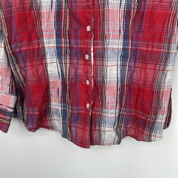 Foxcroft Women's Plaid Long sleeve‎ Button up Blouse Size 12 - Picture 4 of 7